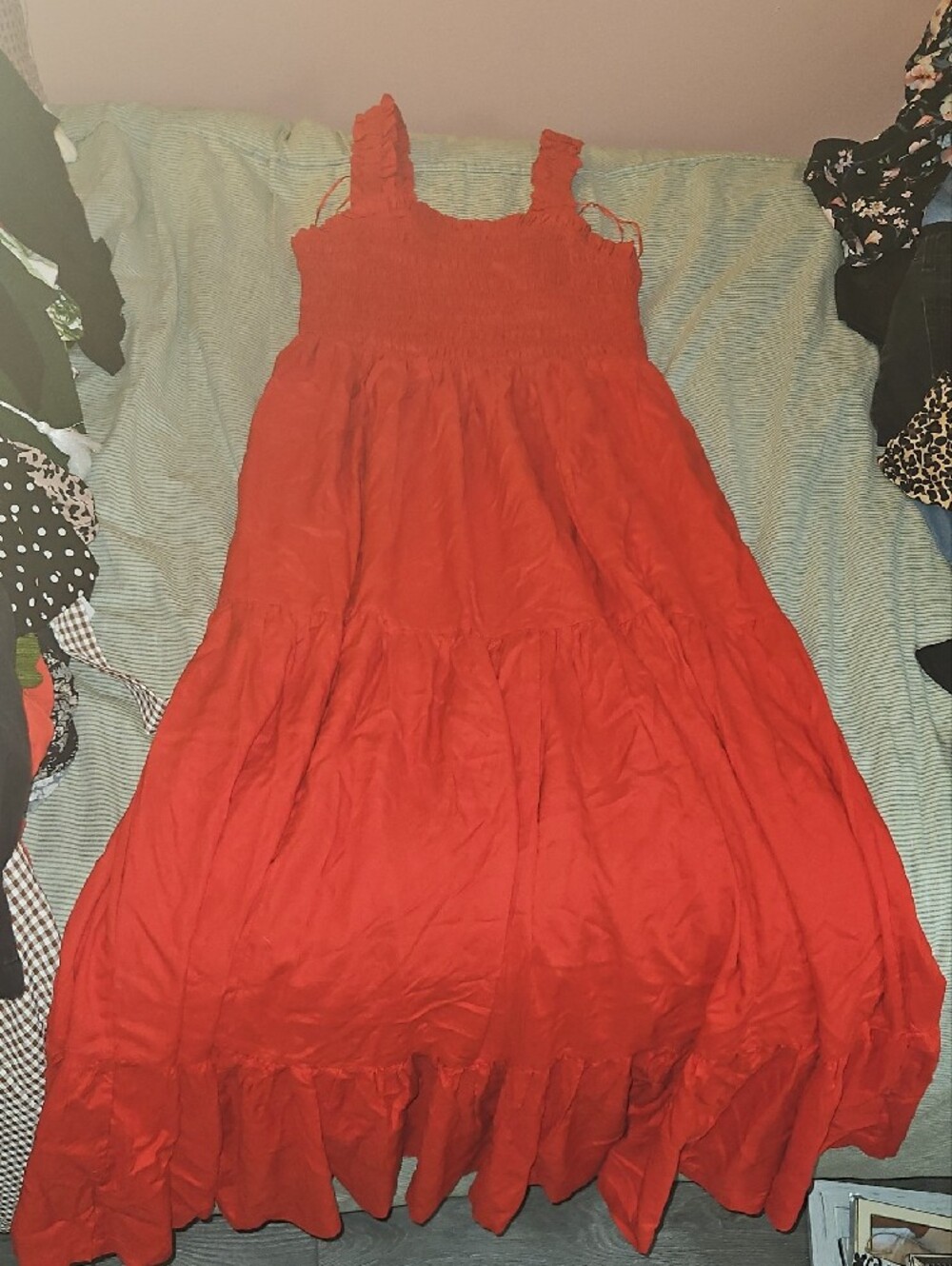 H&M Red Maxi Sundress with Ruffled Straps - Picture 2 of 5